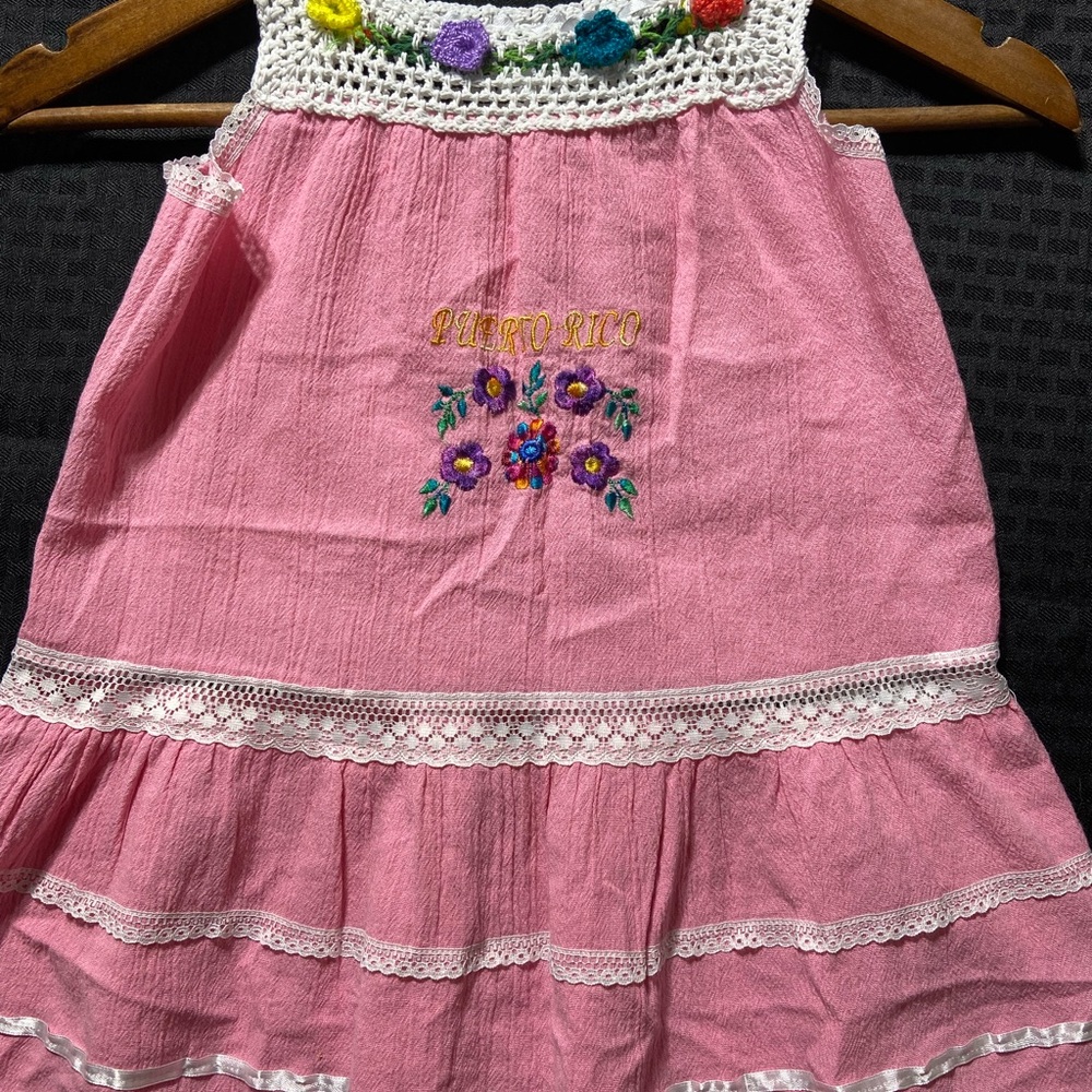 Pink Floral Crochet Dress Size S